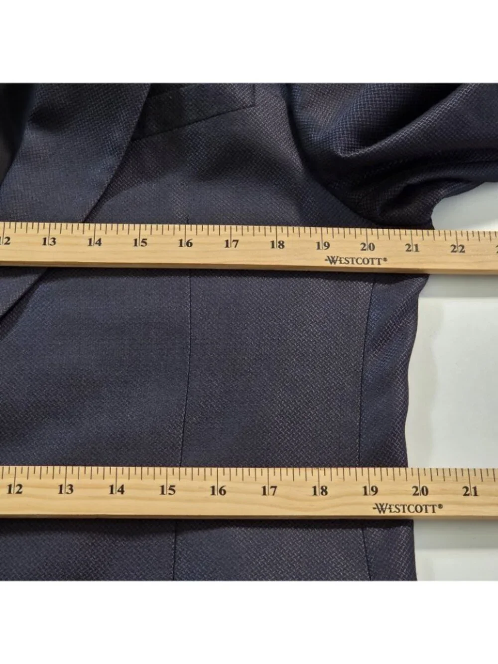 Armani Collezioni Slim Wool Silk Blazer US 42R Navy Blue Textured 1B Designer